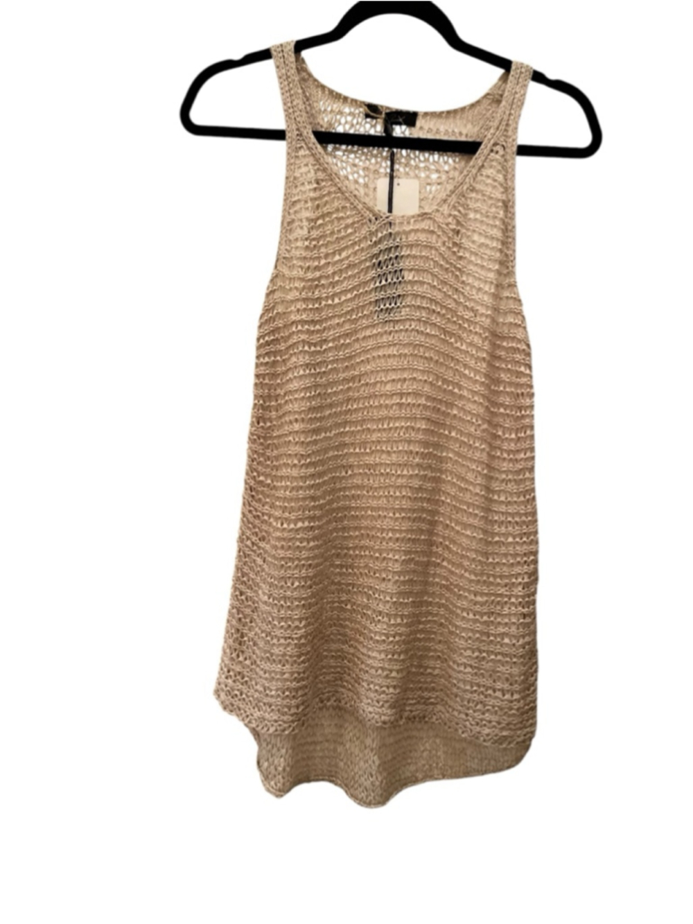 NWT Honey Punch Beige Crochet Knit Tank Top Women’s Size M - Picture 5 of 6